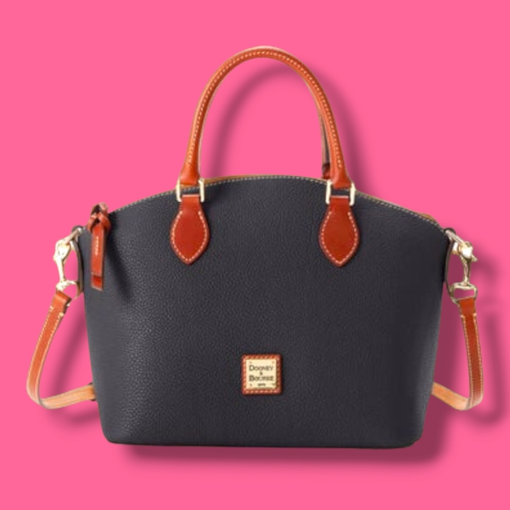 SALE! Large Dooney & Bourke Geena Leather Dome Satchel Black